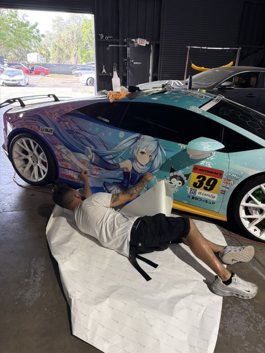 Printed livery onto a Lamborghini. Full custom print, panel by panel. Corsa Automotive, Orlando.